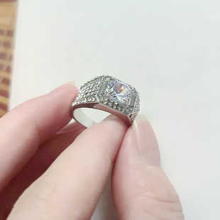 Wish Hot Selling Cross-Border New European and American Fashion Diamond Ring Moissanite Men's Diamond Ring Jewelry Wholesale
