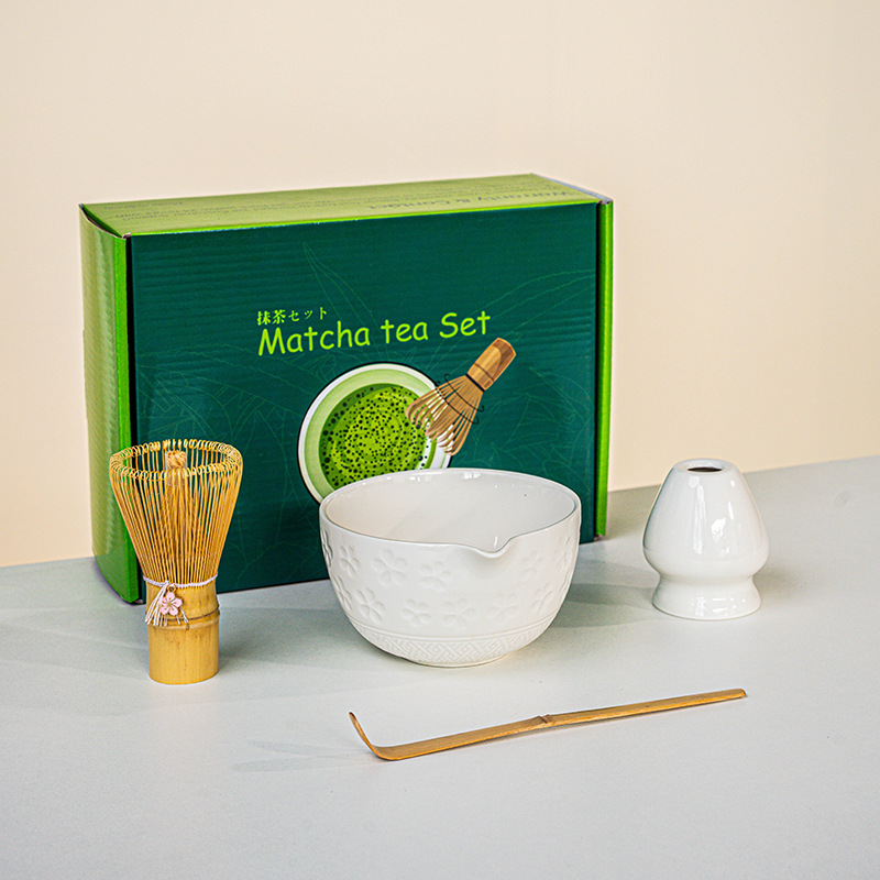 FJT 사쿠라 광구그릇 화이트 4종세트(짙은 녹색 컬러박스)