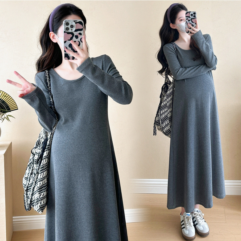 Maternity Wear Autumn Fashion Simple Long-Sleeved Dress Autum Pregnancy Skirt Spring and Autum Long Skirt Casual Maternity Skirt Autum Maternity Wear Autumn Fashion Simple Long-Sleeved Dress Autum Pregnancy Skirt Spring and Autum Long Skirt Casual Maternity Skirt Autum