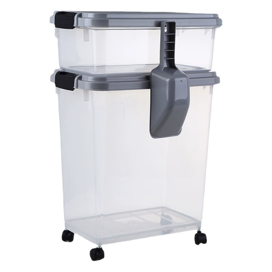 Заводская обработка трехсекционного запечатанного ведра для корма для собак ведро для домашних животных с лопатой ящик для корма для кошек ведро для хранения корма для собак влагостойкое