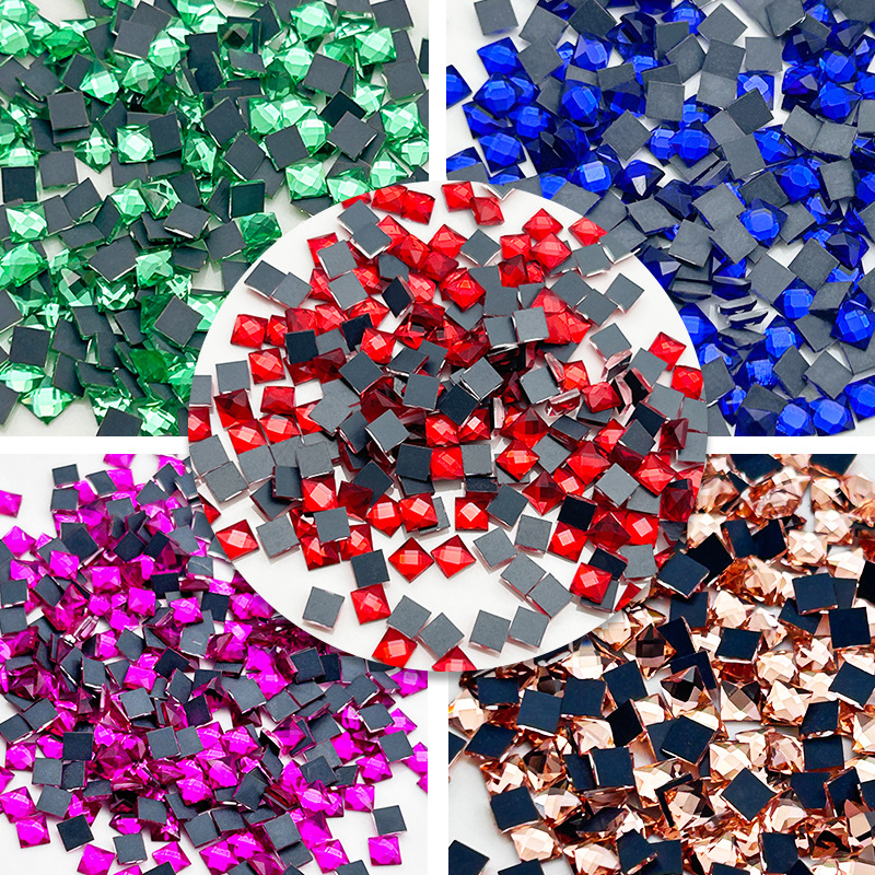 Diamante de cristal cuadrado de fondo plano DIY teléfono móvil manicura diamante plano accesorios de ropa diamante en caliente joyería diamante de imitación al por mayor