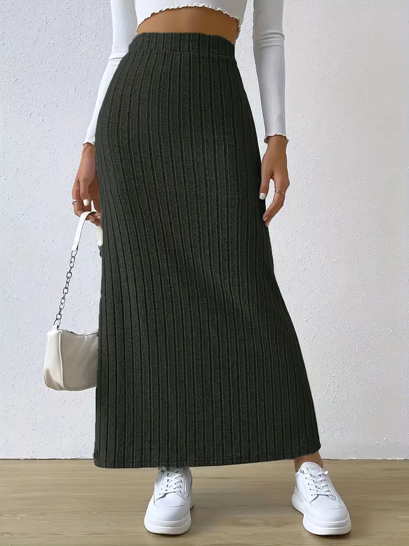 259g Weight Maxi Long Dress Dress Length Type Skirt Dresses Type Spandex, Polyester Fabric Type High Waist Waist Line Stretchy Elasticity Holiday, Daily Occasion Slim Fit Type Solid Color Pattern Winter, Autumn Season Women's Gender Slit Design Casual, Streetwear Style Winter Autumn Casual Streetwear Solid Color Spandex Polyester Maxi Long Dress Skirts 13