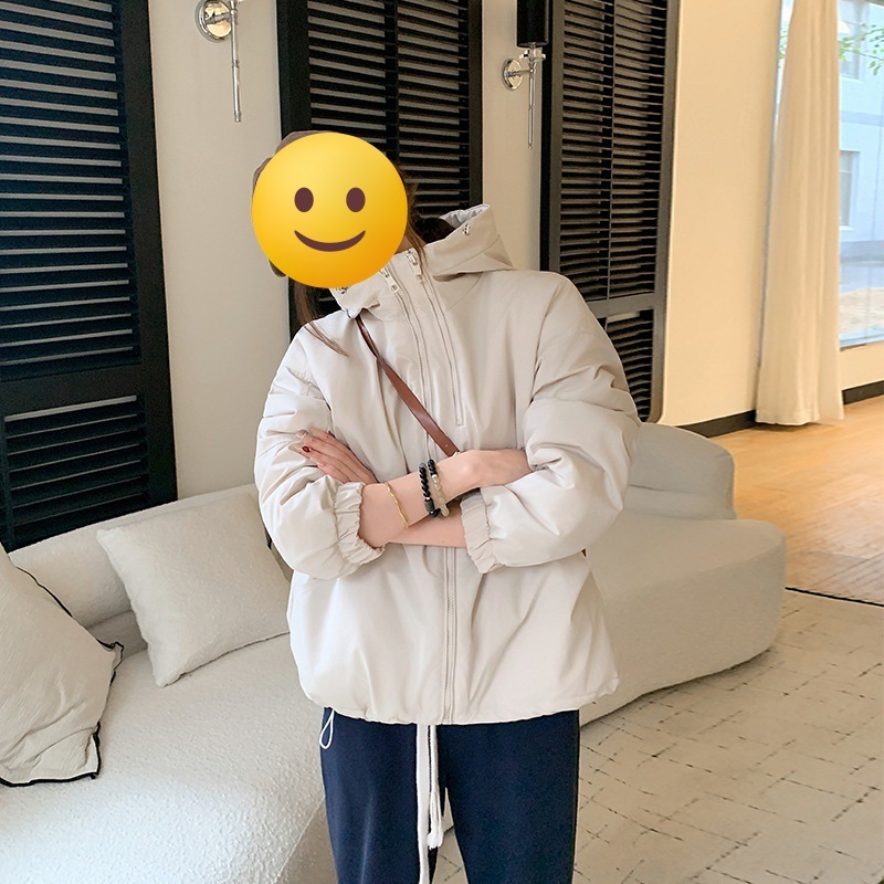 美式连帽棉服短款加厚外套女2025冬季新款韩版宽松百搭小个子棉衣|undefined