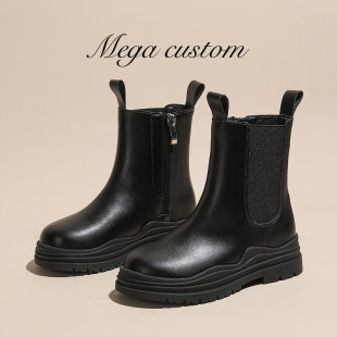 Girls' Short Boots 2025 Autumn and Winter New Style Medium and Large Kidsren's Chelsea Boots Martin Chimney Boots Mid-Calf Thick-Soled Kidsren's Boots