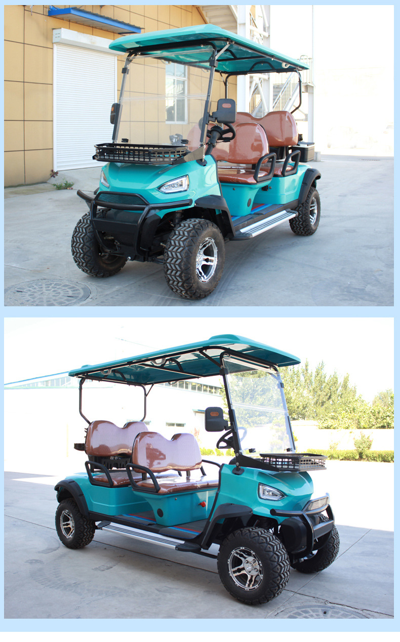 Dewu Junheng Electric Golf Cart, Double-Row 4-Seater Sightseeing Car, Four-Wheel Patrol Car, Off-Road Golf Cart