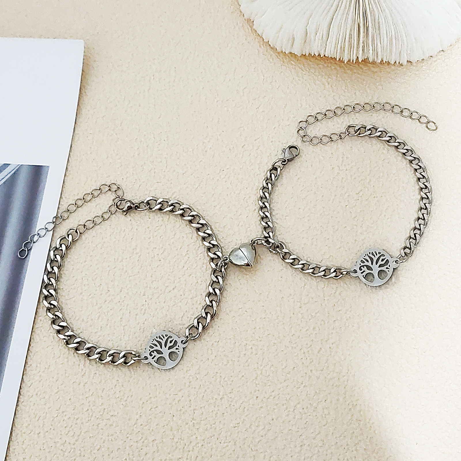 Fashion Tree Crown Stainless Steel Bracelets 2 Pieces