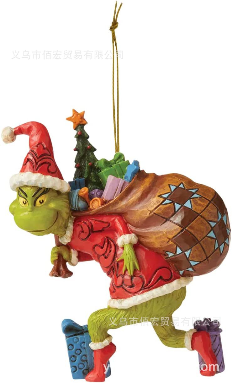 Adorno navideño de monstruo peludo verde nuevo de 2023, adorno de dibujos animados para árbol de Navidad, decoración navideña para el hogar, coche y vehículo.