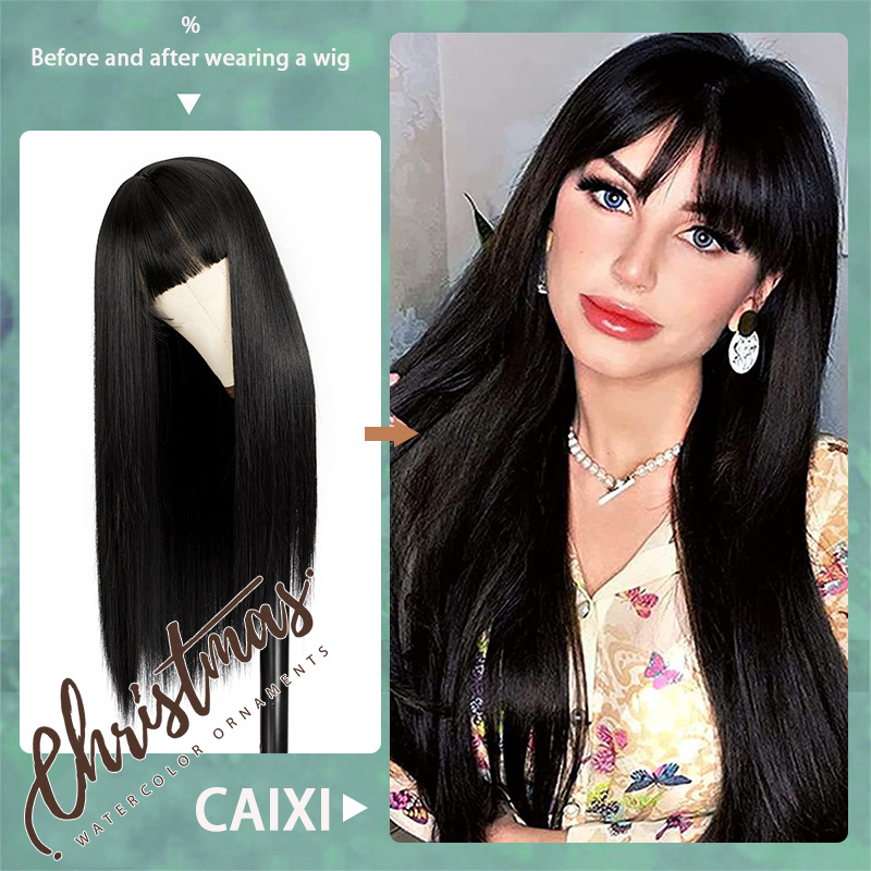 Parrucca sintetica Parrucche nuove da donna Capelli lisci multicolori Set di capelli in fibra sintetica naturale_voghion.com