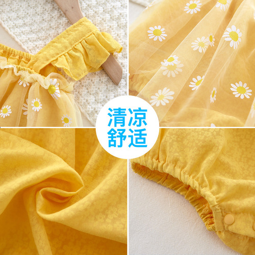 Summer Newborn Baby Clothes for Girls, Category A, Pure Cotton Newborn Onesie, Sleeveless Princess Style, Wearable Pouch Dress