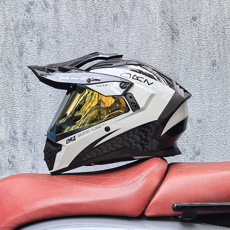 Cascos de Motocicleta Transfronterizos, Cascos de Carretera, Cascos de Una Sola Lente para Hombres y Mujeres, Cascos Integrales de Rally para Carretera y Todoterreno, Cascos para Viajes de Larga Distancia en Motocicleta