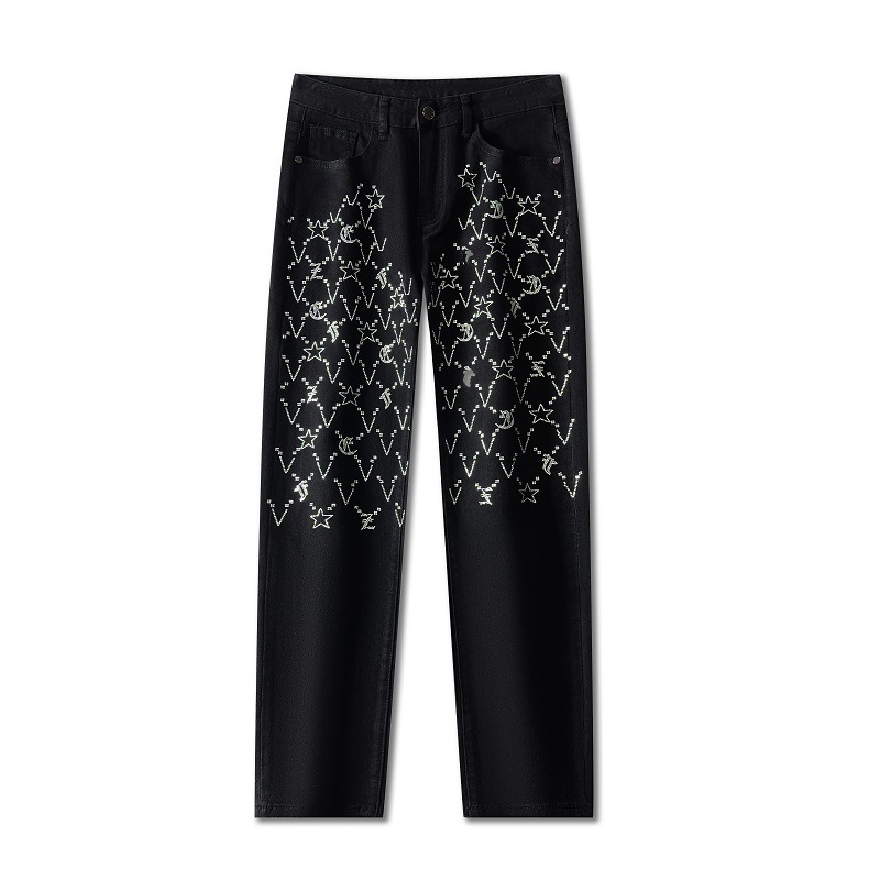 Men's Clothing Autumn/Winter New Style Dark Washed Jeans Men's Slim Fit Straight Leg Men's Autumn Denim Long Pants Thick Style_mkmklike.com