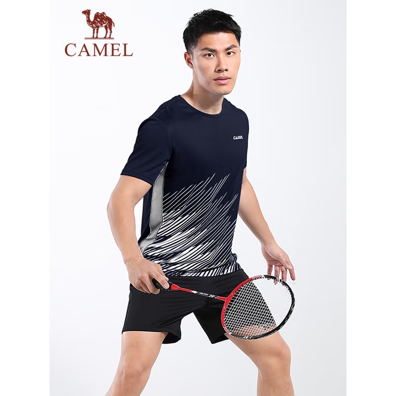 Camel Badminton Suit Men's Suit Training Suit Quick-Drying Sports T-Shirt Shorts Women's Tennis Suit Table Tennis Top Summer