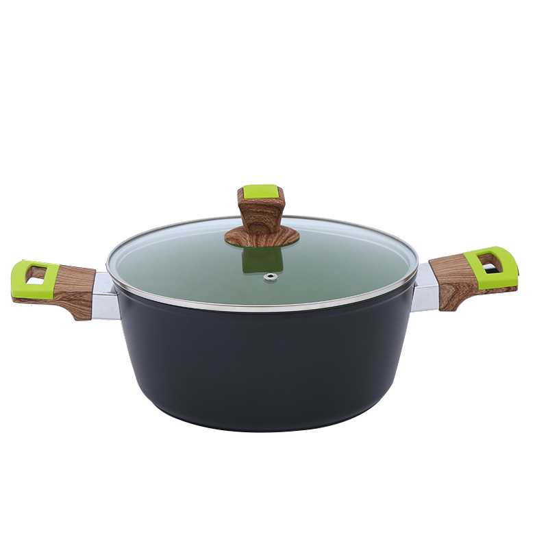 Traje de olla de aluminio transfronterizo menos negro de humo sartén antiadherente olla de sopa suministros de cocina al por mayor