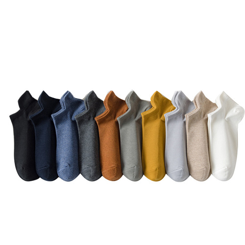 New socks men's spring and summer socks thin boat socks solid color ear lift breathable cotton socks sports socks men's short socks