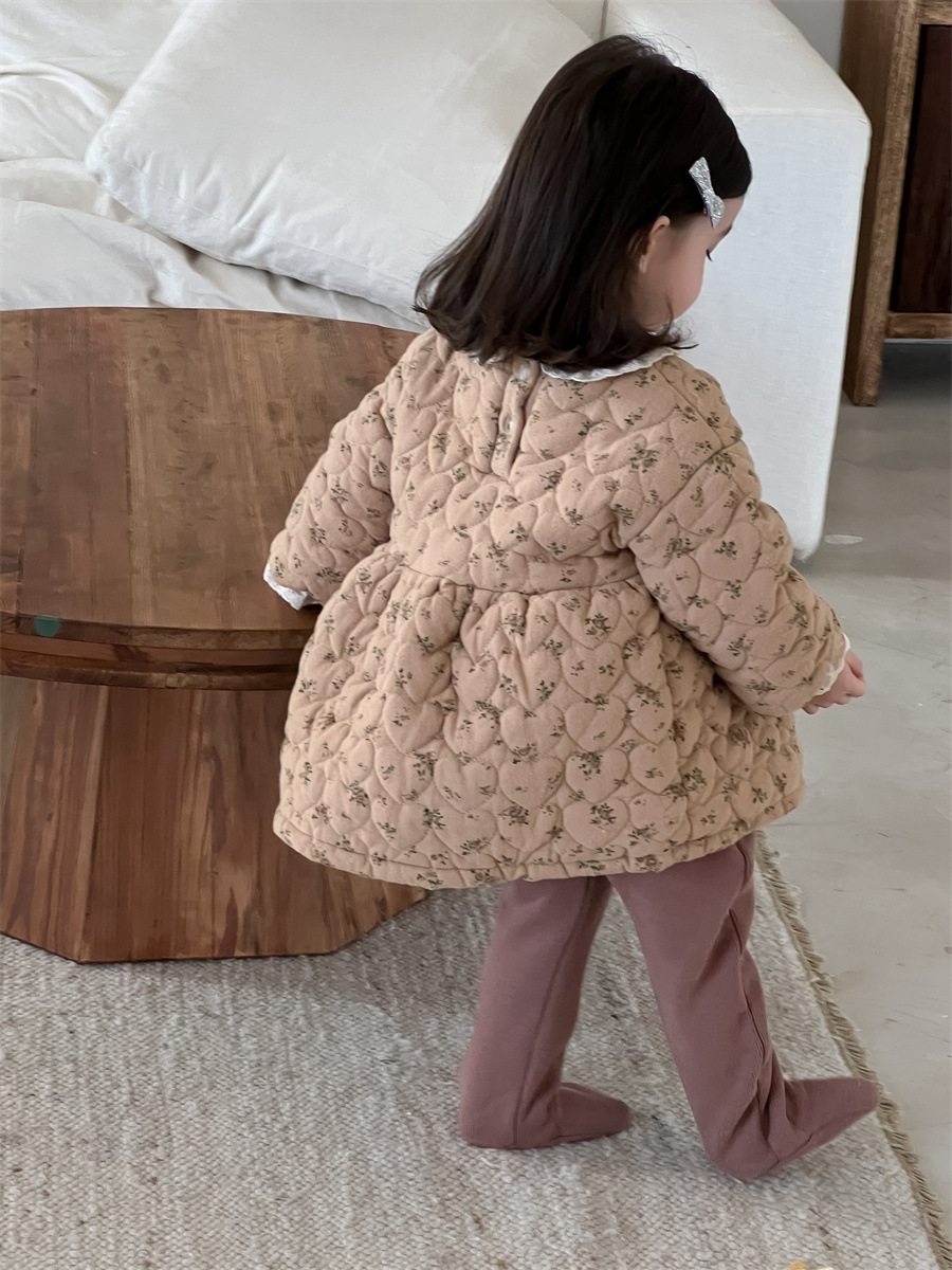 Ropa de otoño e invierno para niños engrosados ropa para niños coreanos 2024 ropa para bebés niñas vestido floral traje de pantimedias invierno image 6
