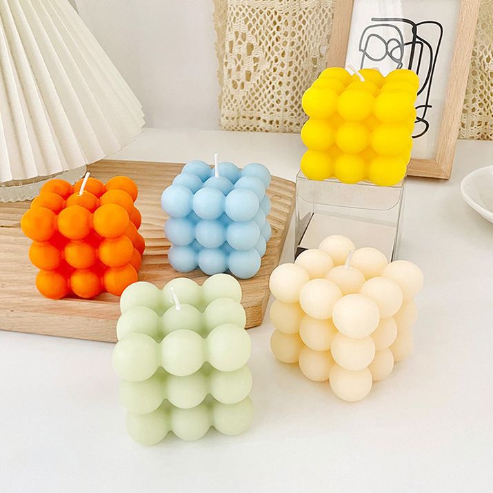 Hermosa Flor de aromaterapia vela yeso creativo bola cubo vela decoración del hogar dormitorio vela al por mayor