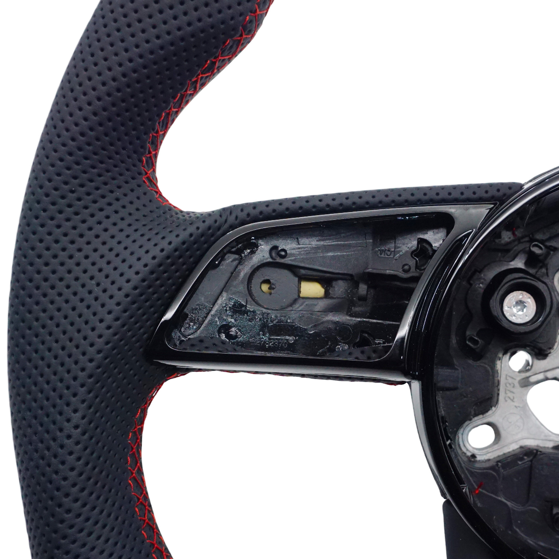 Suitable for Audi A4B9 Without Logo, Semi-Perforated Red Line, Red Center Emblem, Steering Wheel Without Paddle Shifters, with Styling Base