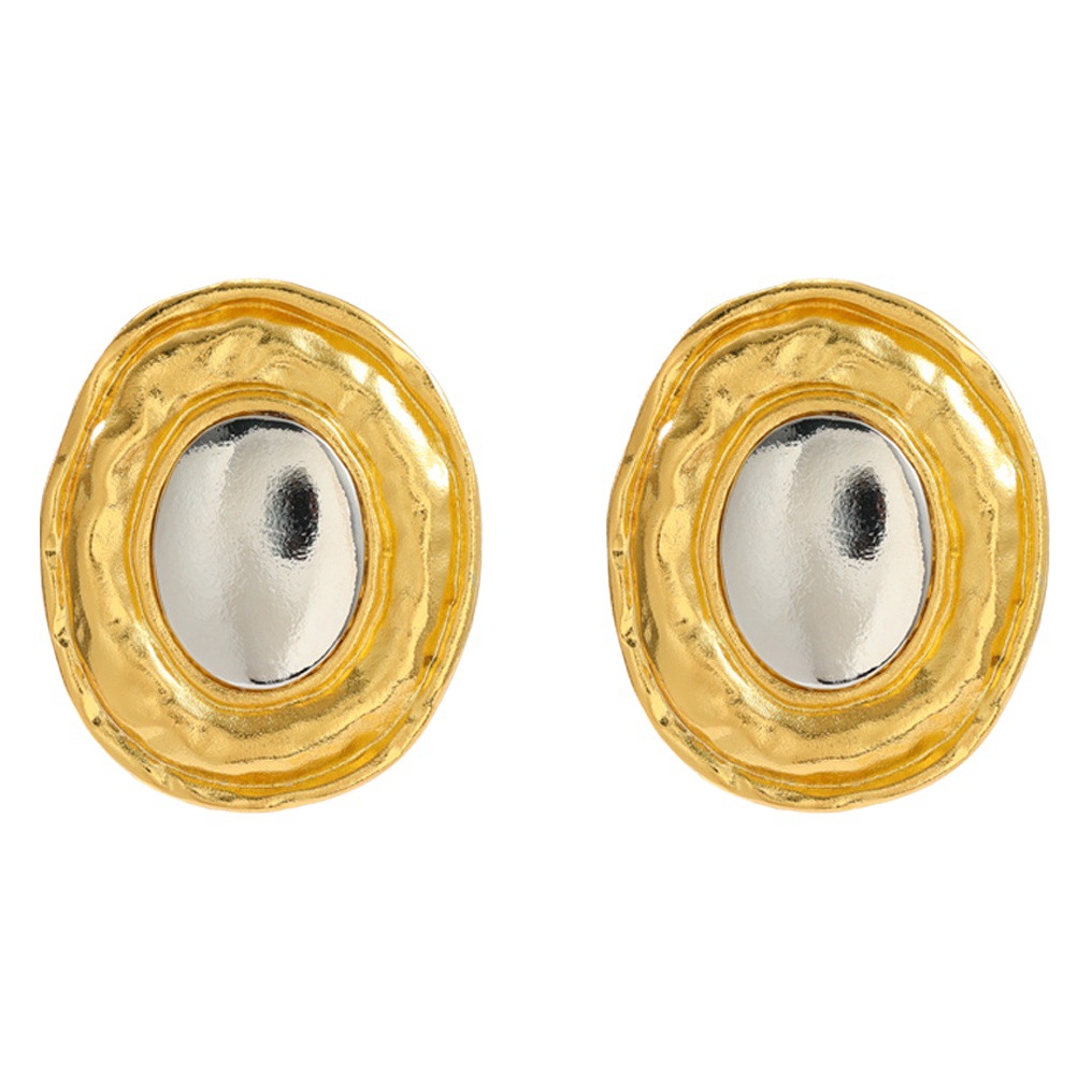 Verano nuevos pendientes de aleación pendientes exagerados europeos y americanos de las mujeres de metal redondo oro y plata color pendientes a juego