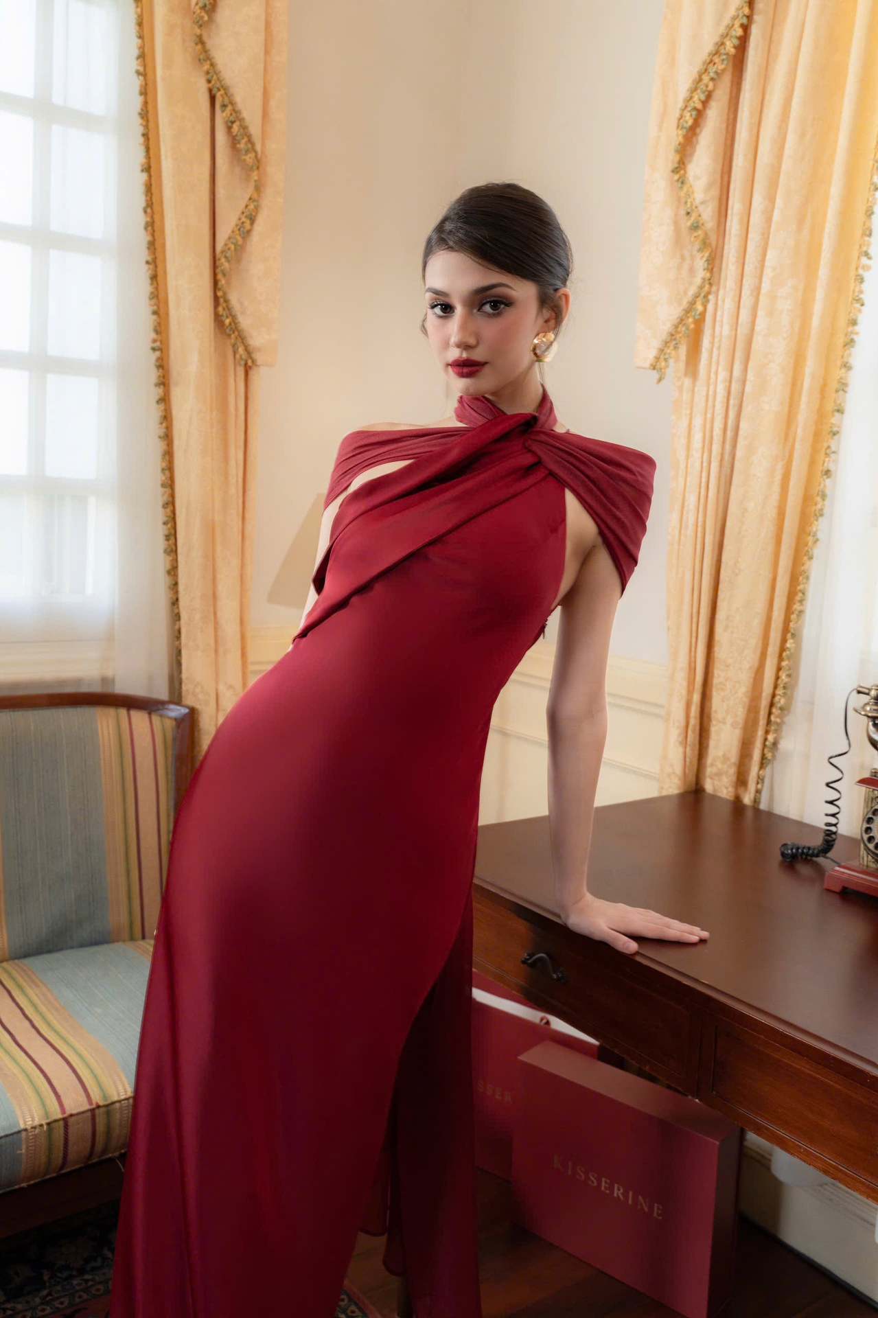 Elegant Socialite One‑Shoulder Satin Mermaid Slimming Bodycon Long Party Dress_ecoleips.com