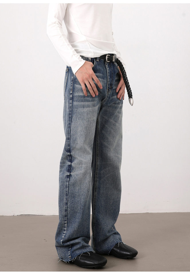 Quần jeans nam dáng loe nhẹ ống đứng cạp vừa phong cách Hàn Quốc — Màu xanh dương chi tiết 11