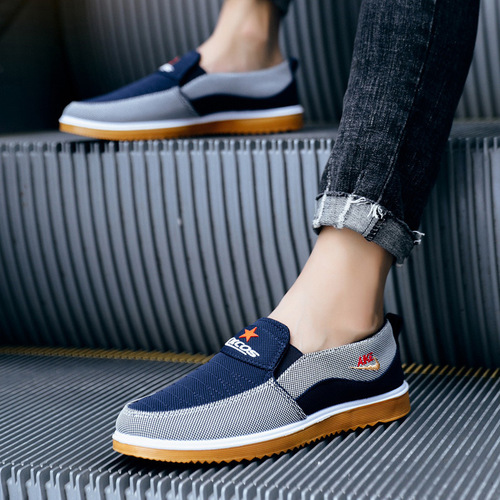 Old Beijing Fabric Shoes for Men - Summer Cross-border Breathable Slip-on Canvas Shoes for Men - Soft Sole Driving Casual Slippers for Men