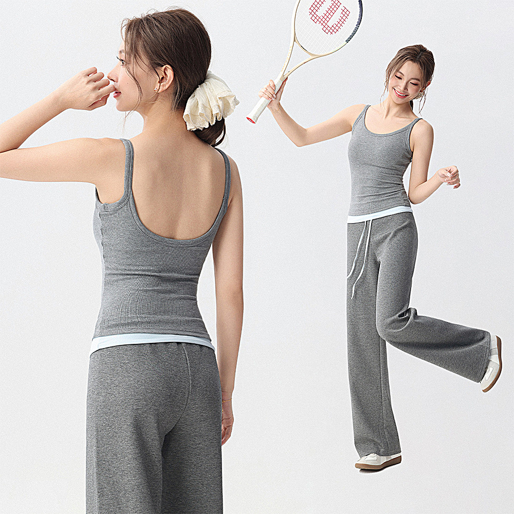 Women's one-piece long sports vest, yoga wear, shockproof outerwear, Pilates training fitness camisole top
