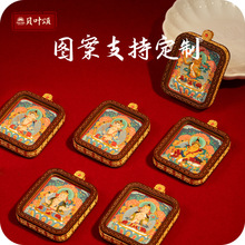 手绘唐卡黄财吊坠文殊绿度母药师藏式扎基拉姆五爷唐卡擦擦唐卡
