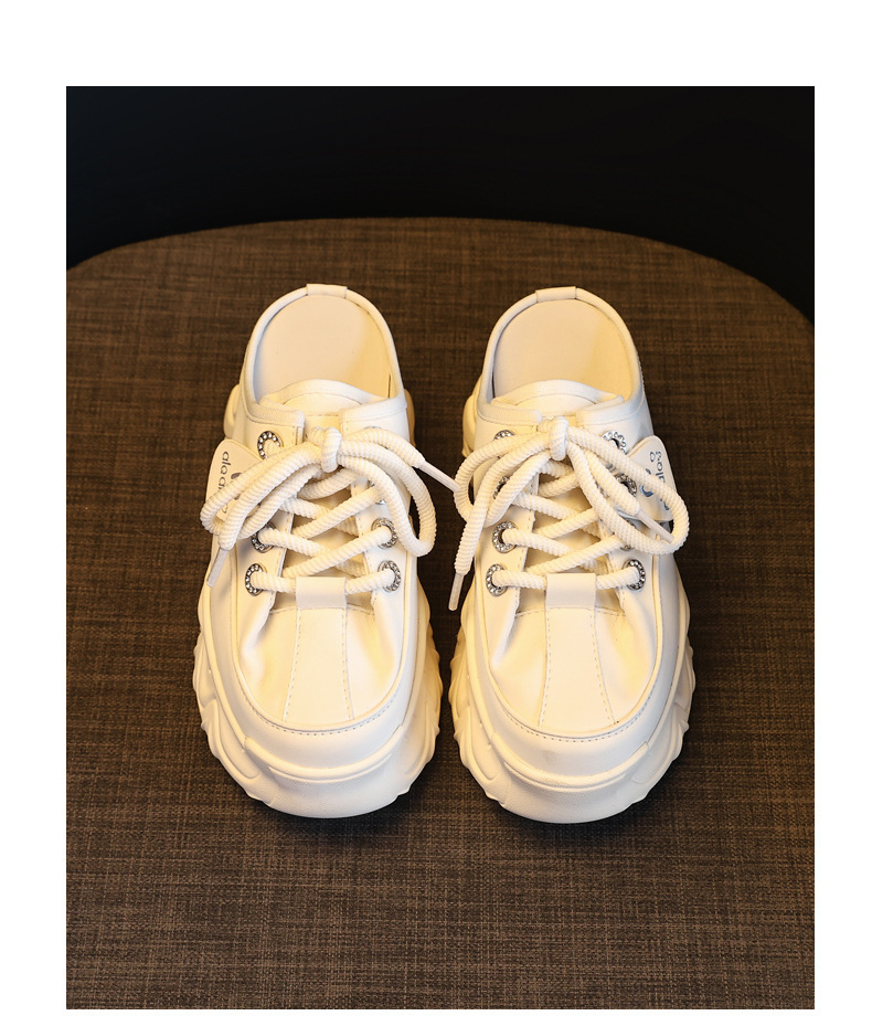 Giày sneaker nữ đế dày tăng chiều cao mũi trùm đầu dáng lười một chân — màu be chi tiết 13