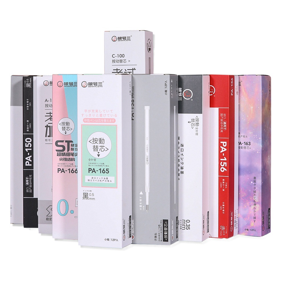 Root number three refill Press ST bullet head full needle tube neutral refill student stationery black red wholesale