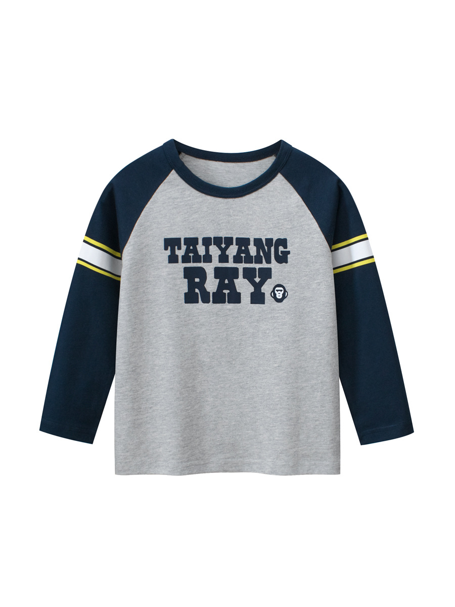 27kids ropa para niños primavera 2025 nuevo estilo raglán ropa para bebés camisa de fondo niño camiseta de manga larga cabello de una pieza