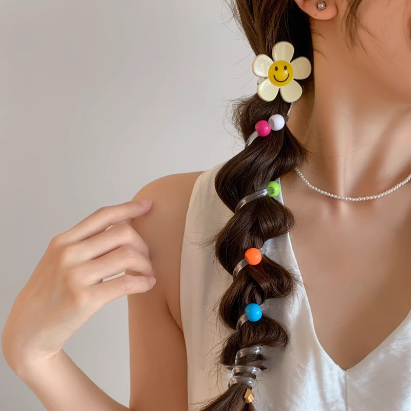 Amor línea telefónica recta anillo de cabello mujer burbuja trenzada cuerda de cabello cola de caballo artefacto de trenza de cabello sensación alta primavera y verano cabeza de cuerda tocado