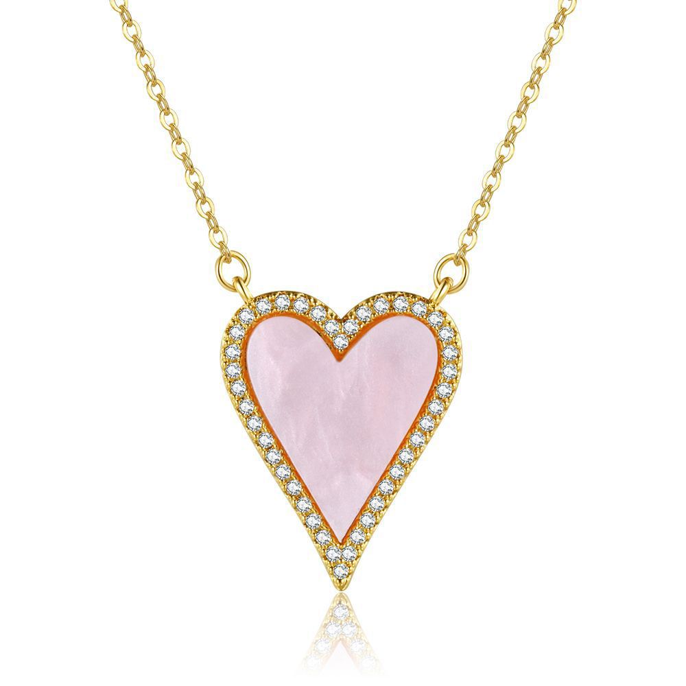 7g Weight Copper Pendant Material Copper Inlay Heart Shape Rhinestones Pendant Necklace