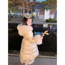 女童长款过膝羽绒棉服2025新款冬装加厚保暖棉袄小女孩气质棉衣潮