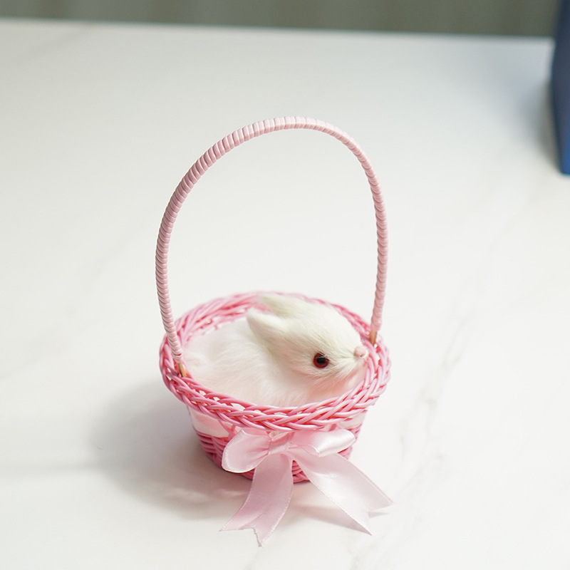 높은 바구니 (핑크) + 작은 토끼는 짖지 않습니다