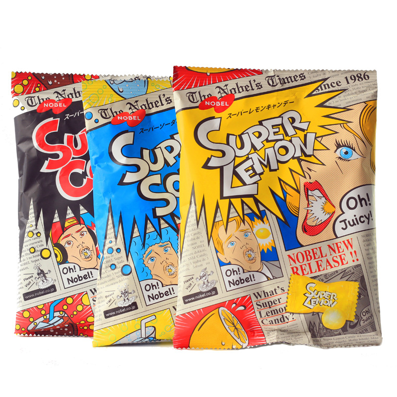 日本諾貝爾超酸糖nobel汽水味可樂檸檬糖果爆酸珠提神強勁醒腦