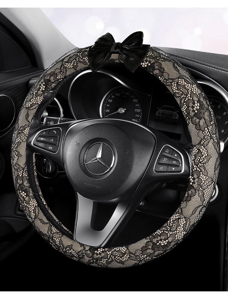 Cross-Border 26-Year New Model Lace Dirt-Resistant Breathable Non-Slip All-Season Universal Foreign Trade Exclusive Five-Seater Car Steering Wheel Cover
