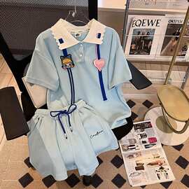 女童套装2025新款夏季运动休闲宽松时尚卡通宝宝短袖两件套夏装