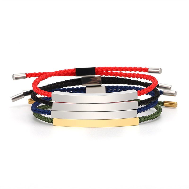DIY elbow lettering bracelet couple girlfriends bracelet 2mm pineapple rope titanium steel hollow tube bracelet adjustable bracelet