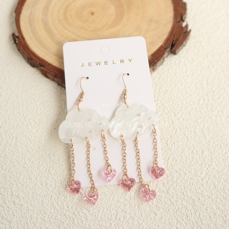 11g Weight Iron Ear Needle Material Drop Earrings Classification 1 Pair Quantity Casual Occasion Acrylic Material Heart Shape Pattern Women's Gender Simple Style Style 1 Pair Simple Style Heart Shape Arylic Drop Earrings 2