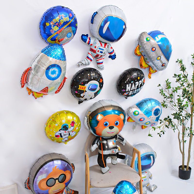 Cosmonauta cohetes globos cosmos tema piloto de globo niño decoración de cumpleaños globo de película de aluminio