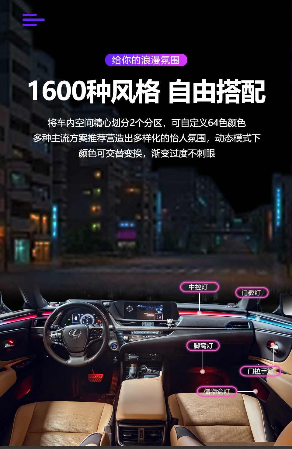 Car Ambient Lighting Suitable for Lexus Es/Rx/Nx Ambient Light Wholesale