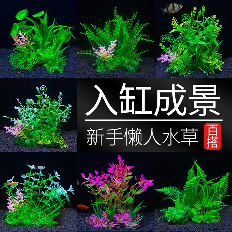 [鱼缸造景摆件塑料仿真水草假海草跨境水族箱装饰植物水族用品]