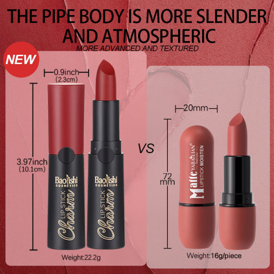 Matte Lipstick Fog Cross-border Explosions YABAOLIAN Easy Color Light Luxury Lip Gloss Long-lasting Moisturizing Long Tube Lipstick