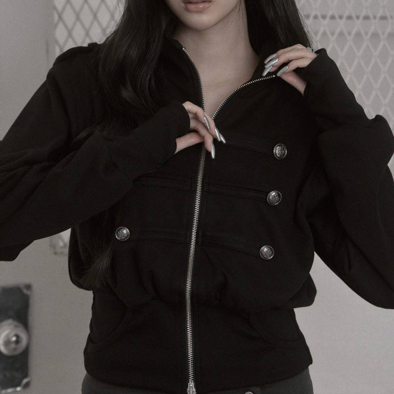 Korean-Style Niche Waist-Cinching Casual Design Streetwear Khakipoint Napoleon Jacket Sweatshirt Wholesale Korean-Style Niche Waist-Cinching Casual Design Streetwear Khakipoint Napoleon Jacket Sweatshirt Wholesale