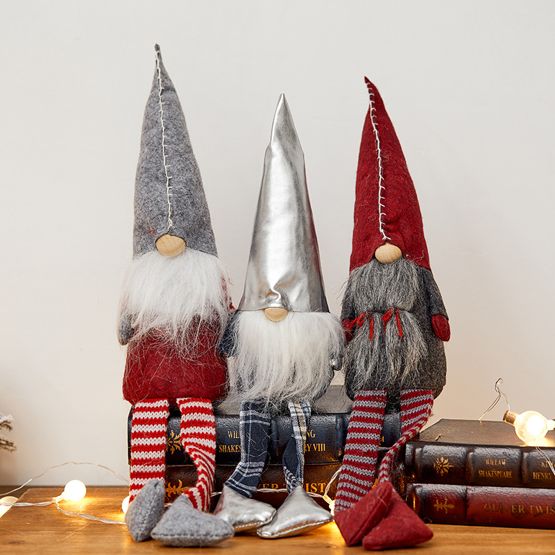 Buscando madera American 13-60cm Navidad sin rostro muñeca colgante de anciano decoración del hogar de escritorio de anciano lindo