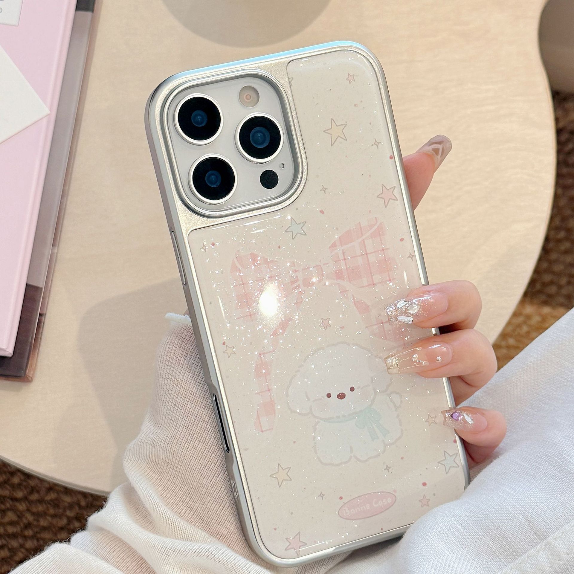 Funda para Teléfono con Lazo y Cachorro para iPhone 16, Apple 15 Pro Max, iPhone 14, Resina Brillante, iPhone 17, Funda Rígida para Huawei