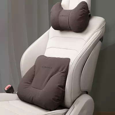 Headrest, Neck Pillow, Car Interior Decoration Accessories - lynk-co-car-logo-yacht-velvet-mocha-brown-headrest-lumbar-support-standard