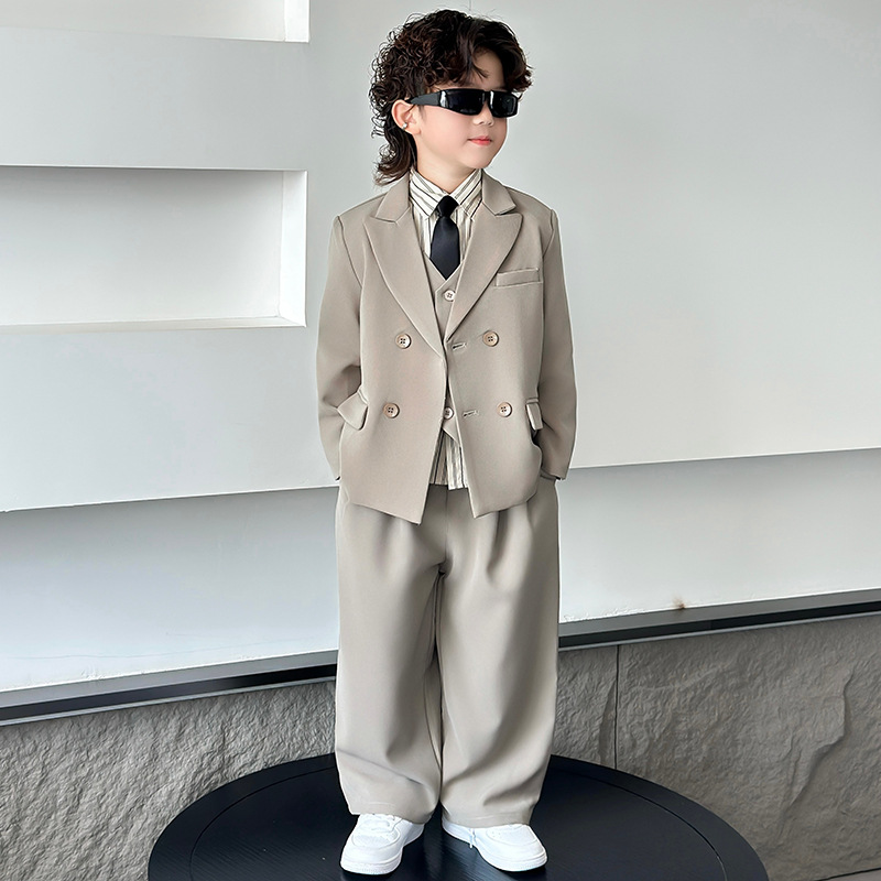 Boys' Casual Suits, Stylish Flower Boy Wedding Outfits, Boys' Piano Performance Suits, Children's Runway Fashion Suits