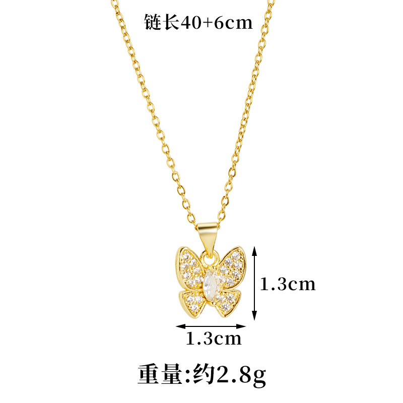 Nuevos productos collares de oro de arena de Vietnam micro-colourado mariposa pendientes de mariposa para mujeres lujosas no se desvanecen joyerías transfronterizas al por mayor