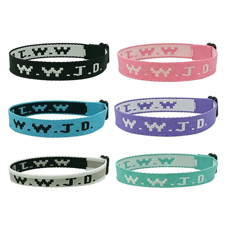 Cross-Border Hot-Selling Wwjd Bracelet with Hand-Embroidered Printed Woven Rope Letters, Elastic Band, Sports Wristband Cross-Border Hot-Selling Wwjd Bracelet with Hand-Embroidered Printed Woven Rope Letters, Elastic Band, Sports Wristband
